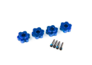Wheel hubs, hex, aluminum (blue-anodi zed) (4)/ 4x13mm...