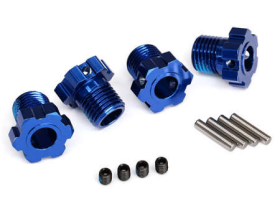 Wheel hubs, splined, 17mm (blue-anodi zed) (4)/ 4x5 GS (4), 3x14mm pin (4)