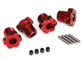 Wheel hubs, splined, 17mm (red-anodiz ed) (4)/ 4x5 GS (4), 3x14mm pin (4)