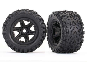 Tires & wheels, assembled, glued (bla ck wheels, Talon EXT tires, foam inse rts) (2) (17mm splined) (TSM rated)