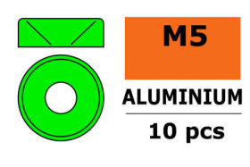 Revtec - Aluminium Unterlegscheibe - für M5 Senkkopfschrauben - AD=12mm - Grün - 10 St
