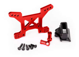 Shock tower, front, 7075-T6 aluminum (red-anodized) (1)/ body mount bracke t (1)