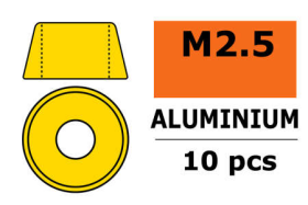 Revtec - Aluminium Unterlegscheibe - für M2.5 Zylinderkopfschrauben - AD=7mm - Gold - 10 St