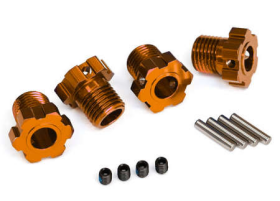 Wheel hubs, splined, 17mm (orange-ano dized) (4)/ 4x5 GS (4)/ 3x14mm pin (4 )