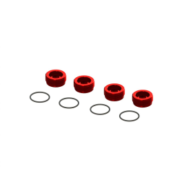 Aluminum Front Hub Nut Red (4) inc O- Rings