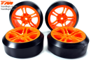 Reifen 1:10 Drift montiert 5 Spoke Orange Felgen 12mm Hex...