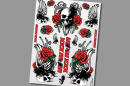 Aufkleber Skulls + Roses