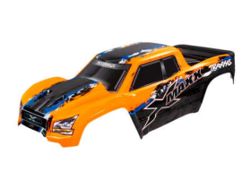 Body, X-Maxx, orange (painted, decals applied) (assembled with front & rea r body mounts, rear body support, and