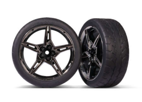 Tires and wheels, assembled, glued (s plit-spoke black chrome wheels, 1.9 Response tires) (front) (2)
