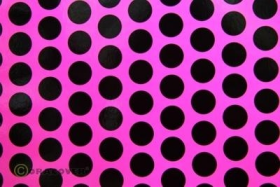 Oracover Fun 1 - (16mm Dots) Fluorescent Pink + Black ( Length : Roll 2m , Width : 60cm )