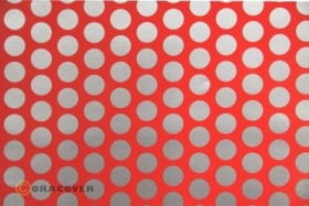 Oracover Fun 1 - (16mm Dots) Fluorescent Red + Silver ( Length : Roll 2m , Width : 60cm )