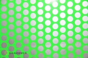 Oracover Fun 1 - (16mm Dots) Fluorescent Green + Silver ( Length : Roll 2m , Width : 60cm )