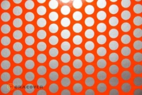 Oracover Fun 1 - (16mm Dots) Fluorescent Red/Orange + Silver ( Length : Roll 2m , Width : 60cm )