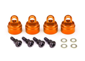 Shock caps, aluminum (orange-anodized ) (4) (fits all Ultra Shocks)