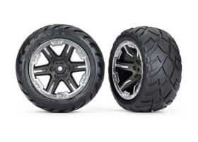 Tires & wheels, assembled, glued (2.8 ) (RXT black & chrome wheels, Anacon da tires, foam inserts) (2WD electric