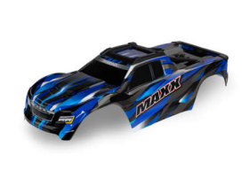 Body, Maxx, blue (painted, decals app lied) (fits Maxx with extended chassi s (352mm wheelbase))