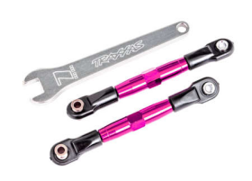 Camber links, front (TUBES pink-anodi zed, 7075-T6 aluminum, stronger than titanium) (2) (assembled with rod end