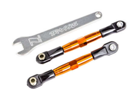 Camber links, front (TUBES orange-ano dized, 7075-T6 aluminum, stronger tha n titanium) (2) (assembled with rod e