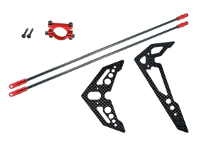 Aluminum/Carbon Fiber Tail Boom Support Mount w/ Fin (RED) - BLADE FUSION 270