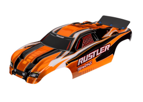Body, Rustler (also fits Rustler VXL) , orange (painted, decals applied, as sembled with wing)