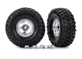 Tires & wheels, assembled, glued (2.2  satin chrome wheels, Canyon Trail 5 .3 x 2.2 tires) (2)/ center caps (fr