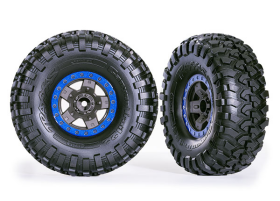 Tires & wheels, assembled, glued (TRX -4 Sport 2.2 gray, blue beadlock sty le wheels, Canyon Trail 5.3x2.2 tire
