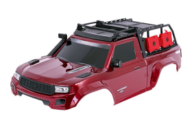 Body, TRX-4 Sport, complete, red (painted, decals applied) (includes grille, side mirrors, door handles, windshield wipers, expedition rack, & clipless mounting) (requires #8080X inner fenders)