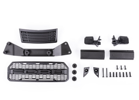 Grille/ grille mount/ mirrors, side ( left & right)/ mirror mounts (left & right)/ body mount adapter/ rear latc