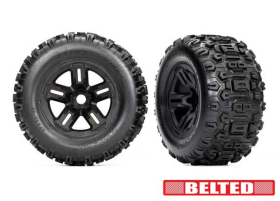 Tires & wheels, assembled, glued (3.8  black wheels, belted Sledgehammer t ires, foam inserts) (2)