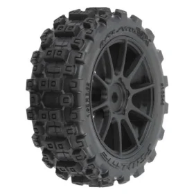 Badlands MX 1.9" All-Terrain Buggy Ti res (4) Mounted on Mach-10 Black 1.9" 12mm Hex Wheels for Typhon GROM 4x4