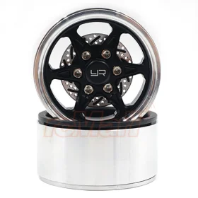 1.9 Aluminum CNC BXC 6 Spoke Beadlock Wheel w/ Brake Rotor 2pcs Black 12 Hex